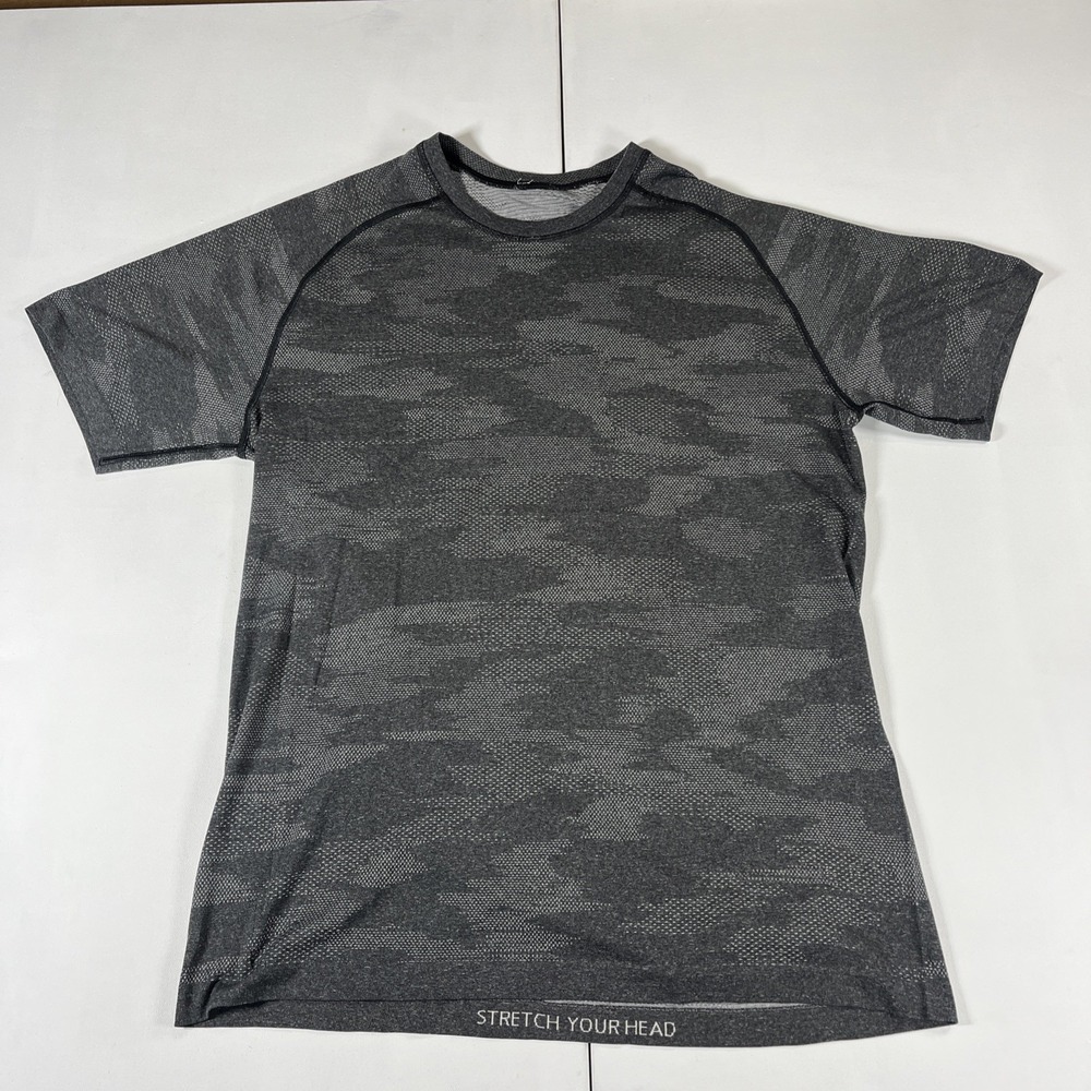 Lululemon Metal Vent Tech Short Sleeve Camo T-Shirt Tee Black Gym Active Mens L